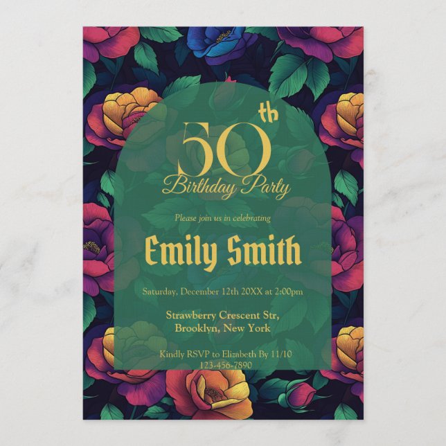 Best Rose Floral Boho Birthday Einladung (Vorderseite)