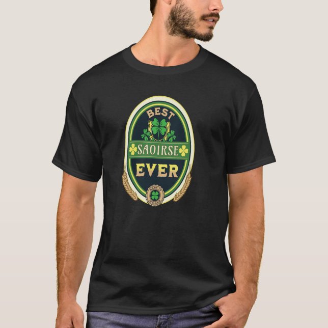 Best Saoirse je Persönlicher Name Irish Retro Beer T-Shirt (Vorderseite)