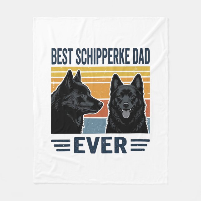 Best Schipperke Dad Ever Retro Dog Vector Design_1 Fleecedecke (Vorderseite)