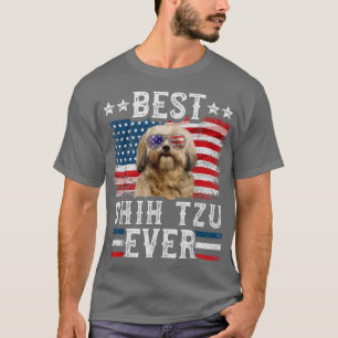 Best Shih Tzu Ever American Flag 4th Of July T-Shirt