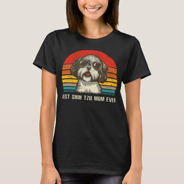 Best Shih Tzu Mama Ever Funny Shih Tzu Weihnachten T-Shirt (Vorderseite)