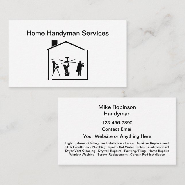 Best Simple Handyman Business Cards Visitenkarte (Vorne/Hinten)