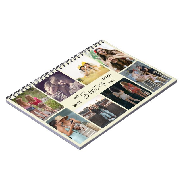 Best Sister Ever – 8 Photo Collage Notebook Notizblock (Linke Seite)