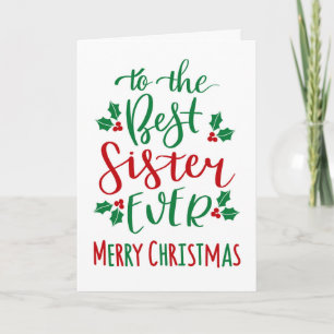 Best Sister Ever Frohe Weihnachtstypografie Karte