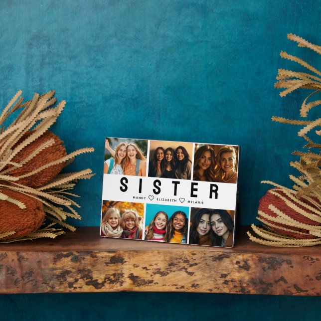Best Sister Script Collage Foto & Names Fotoplatte (Seite)