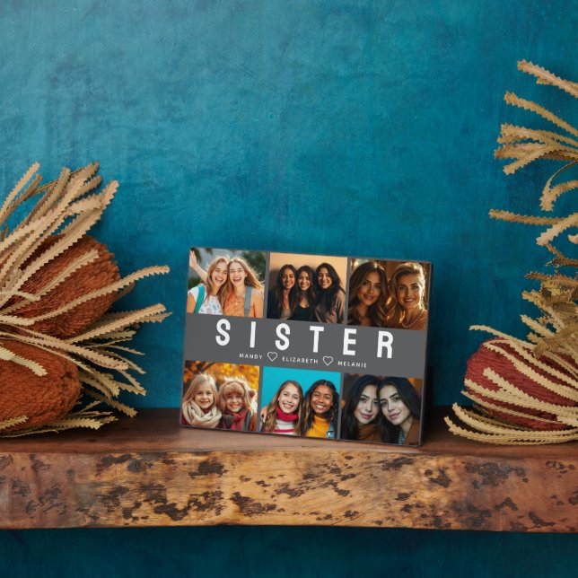 Best Sister Script Collage Foto & Names Fotoplatte (Seite)