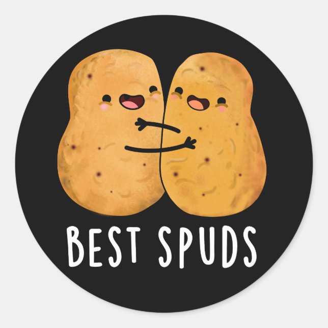 Best Spuds Funny Best Buddies Potato Pub Dark BG Runder Aufkleber (Vorderseite)