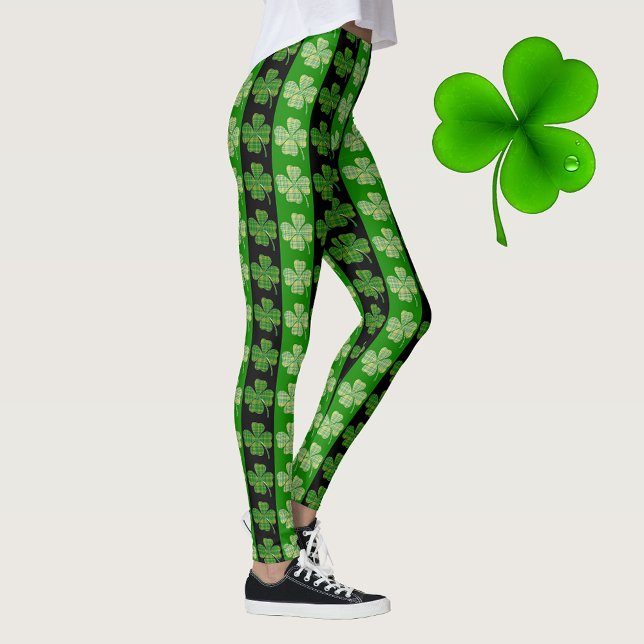 Best St. Patrick's Day Green Kariert Clover Streif Leggings (Von Creator hochgeladen)