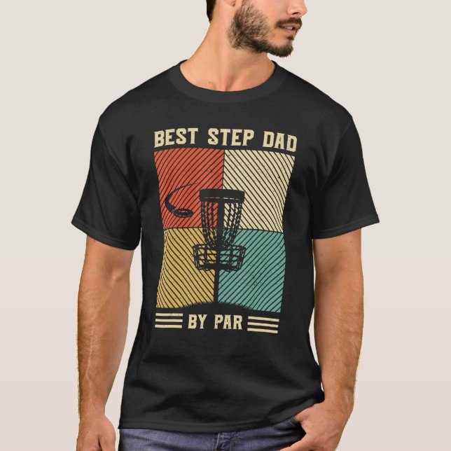 Best Stepdad by Far Men Golf Retro Sunset Papa T-Shirt (Vorderseite)