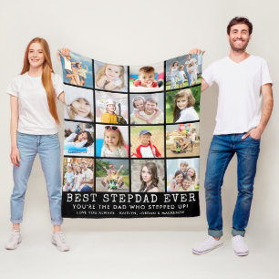 BEST STEPDAD JE 16 Foto Collage Your Color Fleecedecke