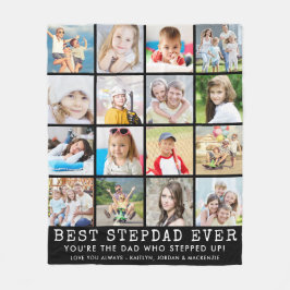 BEST STEPDAD JE 16 Foto Collage Your Color Fleecedecke
