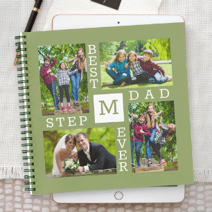 Best Stepdad je 4 Foto Collage Mit Monogramm Notizbuch