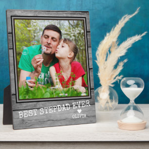 Best Stepdad je Foto Rustikales Graues Holz Fotoplatte