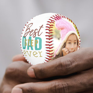Best Stepdad je Typografie 2 Foto Custom Baseball
