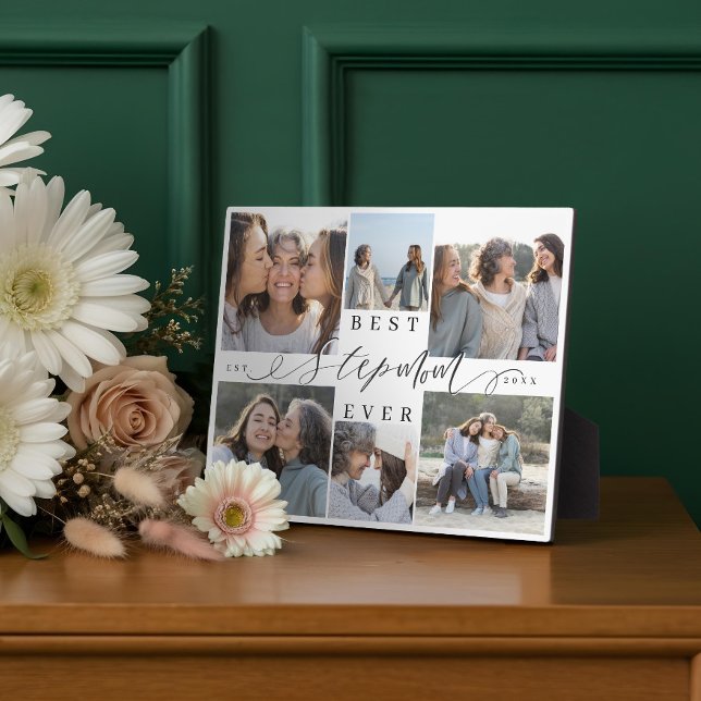 Best Stepmom Ever Script Photo Collage Keepsake Fotoplatte (Best Stepmom Ever Script Photo Collage Keepsake Plaque)