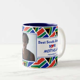 BEST SÜDAFRIKANISCHE MAMA Personalisiertes Foto Zweifarbige Tasse