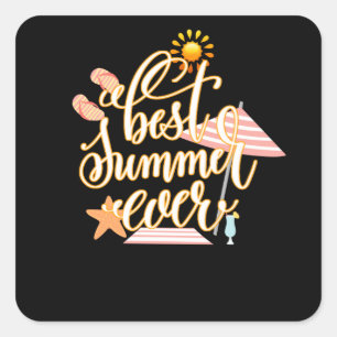 Best Summer Ever Quadratischer Aufkleber