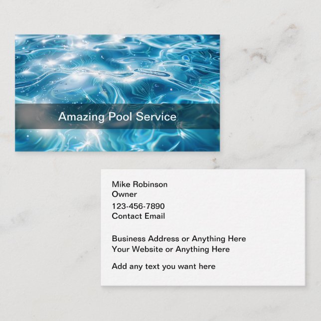 Best Swimming Pool Service Business Cards Visitenkarte (Vorne/Hinten)