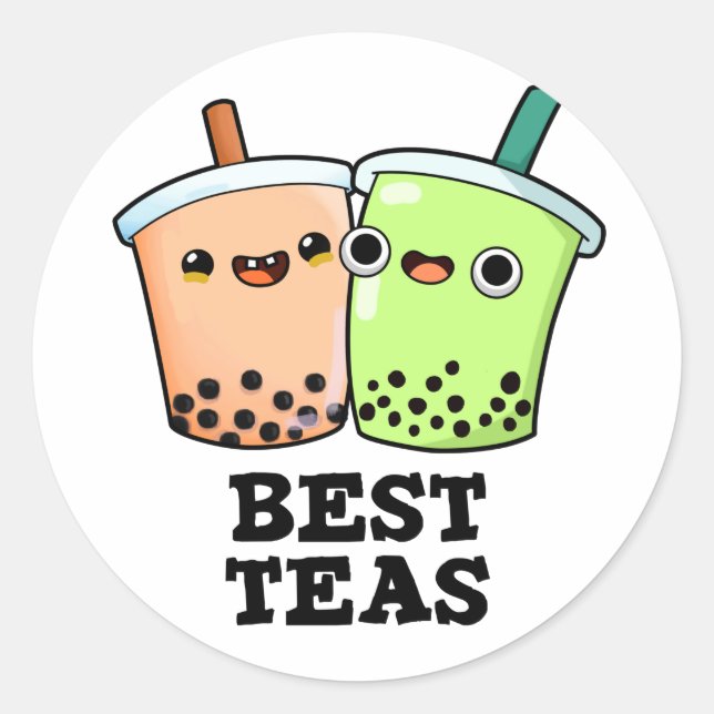 Best Tea Funny Besties Boba Tea Pub Runder Aufkleber (Vorderseite)