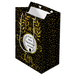Best Teacher Award Gold mit Black Danke Mittlere Geschenktüte