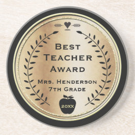 Best Teacher Award Gold mit Schwarz Getränkeuntersetzer