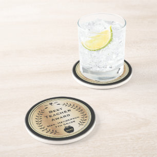 Best Teacher Award Gold mit Schwarz Getränkeuntersetzer