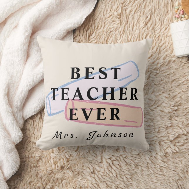 Best Teacher Ever – Custom Name Pillow Kissen (Decke)