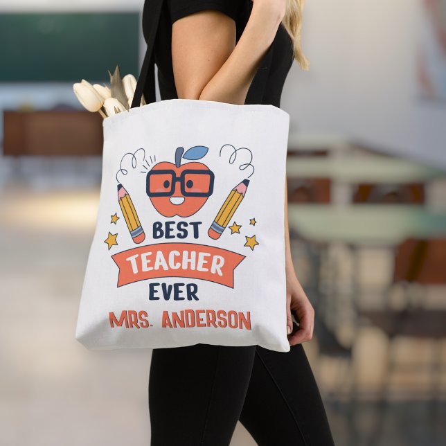 Best teacher ever, Customized Cotton Canvas Tote  (Von Creator hochgeladen)
