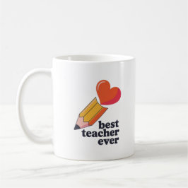 Best Teacher Ever Cute Pencil Heart Coffee Mug Tea Kaffeetasse