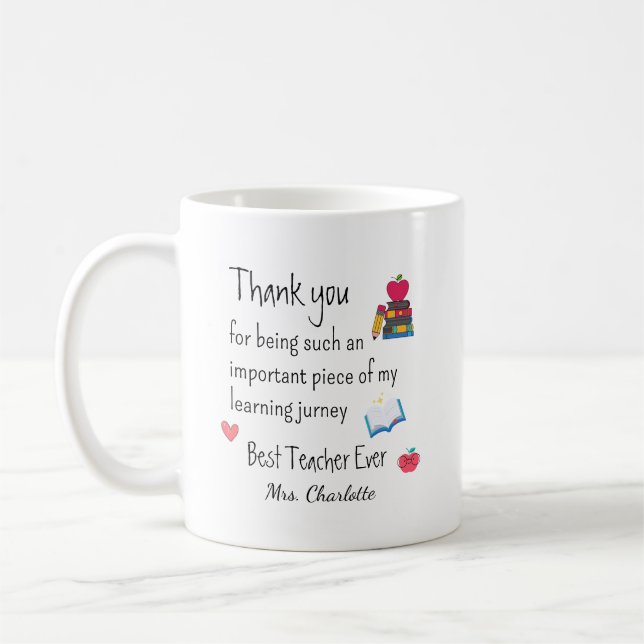 Best Teacher Ever – Personalized Name Kaffeetasse (Links)