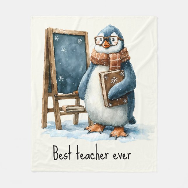 Best Teacher Ever Winter Penguin Design Fleecedecke (Vorderseite)