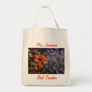 Best Teacher Floral Poppies Dankbarkeit Tragetasche