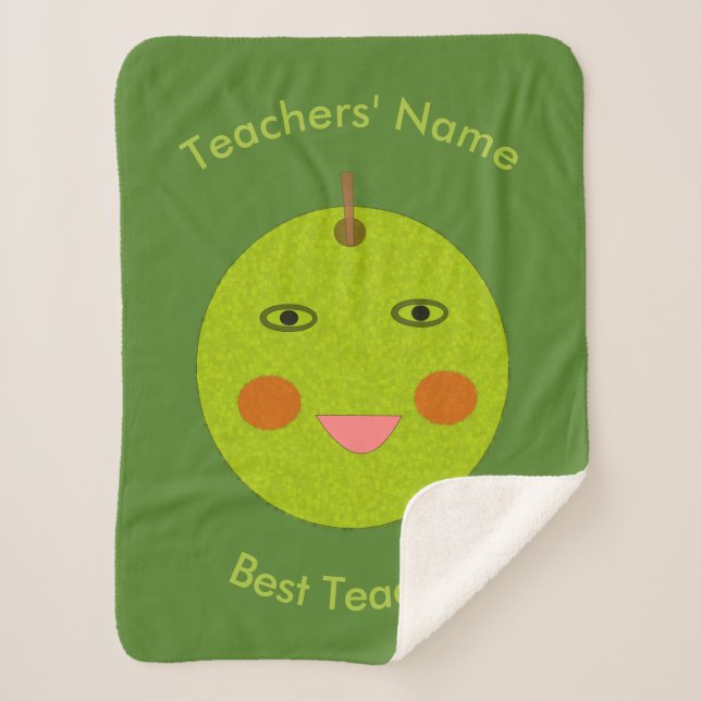 Best Teacher Happy Apple Custom Sherpa Blanket Sherpadecke (Vorderseite)