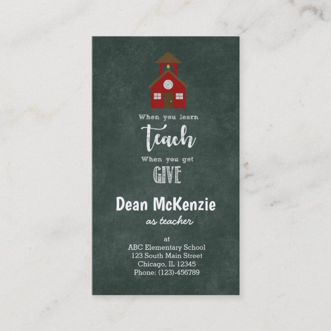 Best Teacher value quote Visitenkarte (Vorderseite)