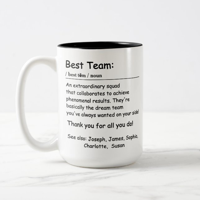 Best Team Definition Mitarbeiterbewertung Custom Zweifarbige Tasse (Links)