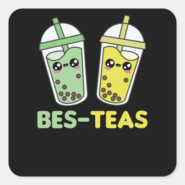 Best Tees - Bubble Tea Kawaii Boba Tea Liebe Quadratischer Aufkleber (Vorderseite)