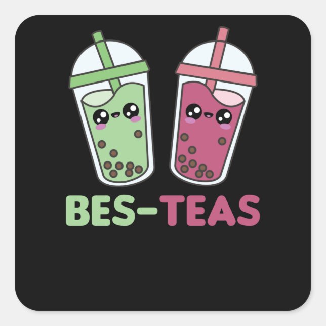 Best Tees - Bubble Tea Kawaii Boba Tea Liebe Quadratischer Aufkleber (Vorderseite)