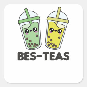 Best Tees - Bubble Tea Kawaii Boba Tea Liebe Quadratischer Aufkleber