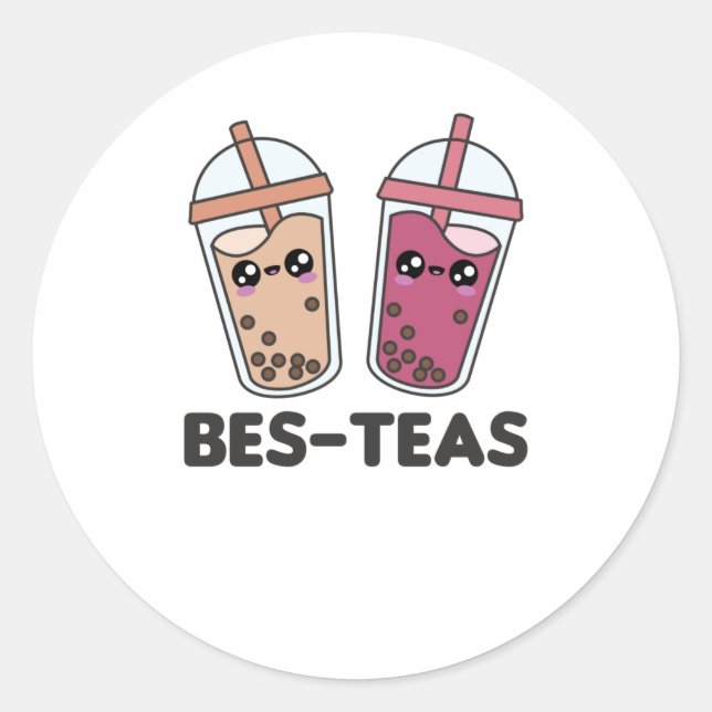 Best Tees - Bubble Tea Kawaii Boba Tea Liebe Runder Aufkleber (Vorderseite)