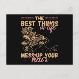 Best Things In Life Mess Up Hair ATV Quad Biker Postkarte