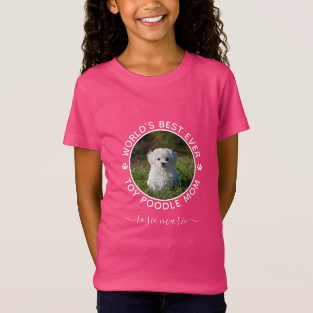 Best Toy Poodle Mama Foto Name Personalisiert T-Shirt (Vorderseite)