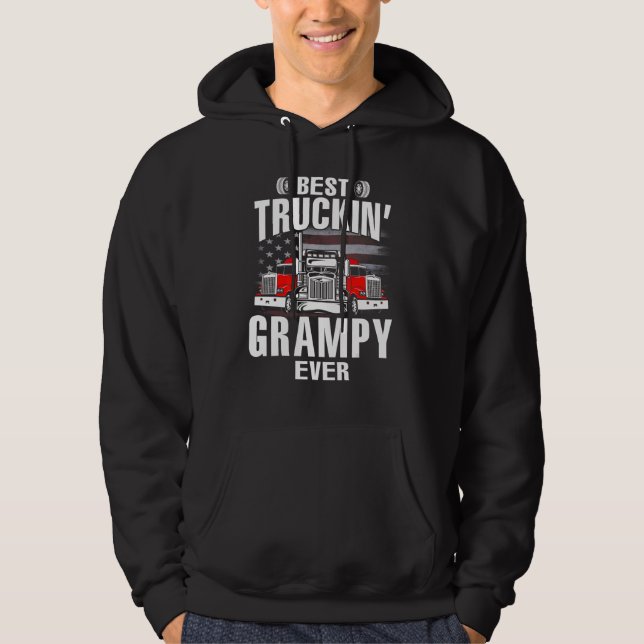 Best Truckin' GRAMPY Ever USA Flag Father's Day Hoodie (Vorderseite)
