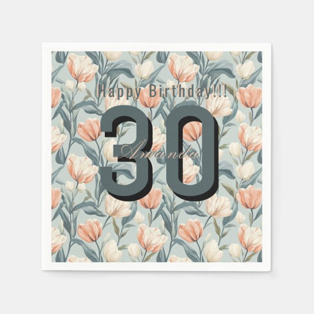 Best Tulip Themed Birthday Celebration Serviette (Vorderseite)