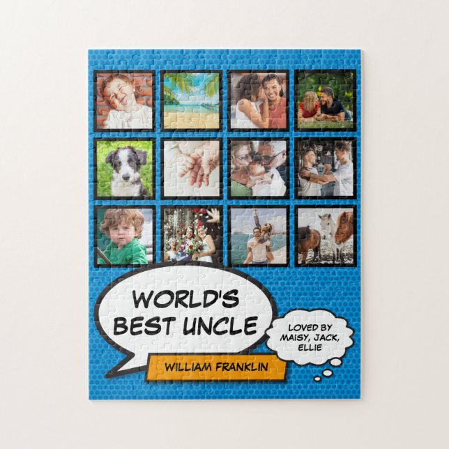 Best Uncle 12 Foto Blue Fun Comic Book Modern Puzzle (Vertikal)