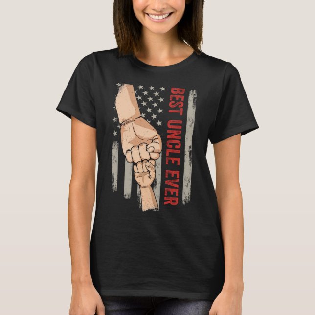 Best Uncle Ever Fist Bump American Flag Funny Uncl T-Shirt (Vorderseite)