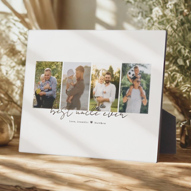Best Uncle Ever Modern Script 4 Photos Collage Fotoplatte (Von Creator hochgeladen)
