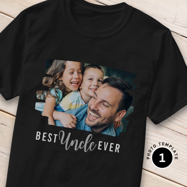 Best Uncle Ever Niece Nephew Custom Foto Text T-Shirt (Von Creator hochgeladen)
