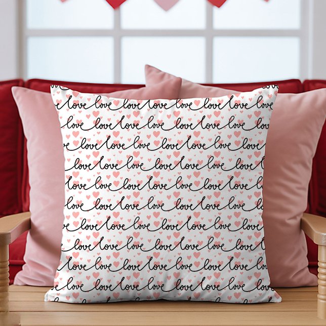 Best Valentine’s Gift Pink Black Hearts Love Text Kissen (Best Valentine’s Gift Pink Black Hearts Love Text Throw Pillow)