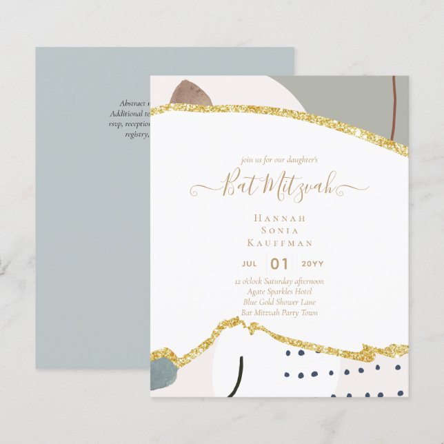 Best Value Agate Glitzer BAT MITZVAH Einladungen (Vorne/Hinten)