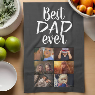 Best Vater 6 Foto Collage Family Foto Grau Geschirrtuch